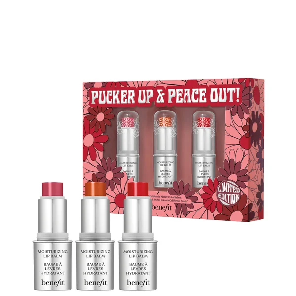 Benefit Pucker Up And Peace Out Moisturising Lip Balm Trio (Worth £27.75) 3 Benefit Pucker Up And Peace Out Moisturising Lip Balm Trio (Worth £27.75)