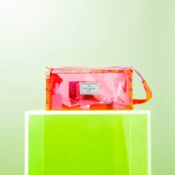 The Flat Lay Co. Open Flat Makeup Jelly Box Bag - Pink Dribbles On Orange 11 The Flat Lay Co. Open Flat Makeup Jelly Box Bag - Pink Dribbles On Orange -Fashion Cosmetics Store 13834086 6184964326802472