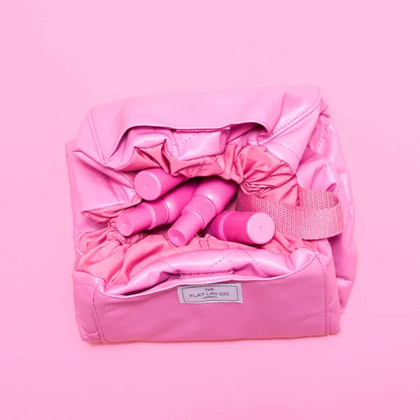 The Flat Lay Co. Open Flat Makeup Bag - Pink Leather Monochrome 6 The Flat Lay Co. Open Flat Makeup Bag - Pink Leather Monochrome - Image 4
