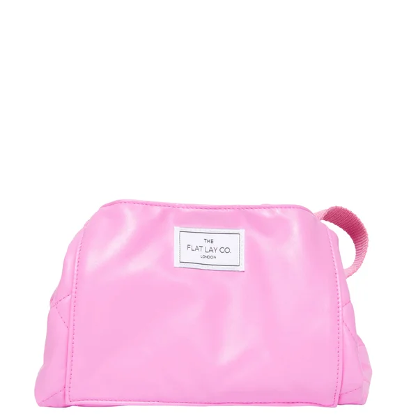 The Flat Lay Co. Open Flat Makeup Bag - Pink Leather Monochrome 3 The Flat Lay Co. Open Flat Makeup Bag - Pink Leather Monochrome