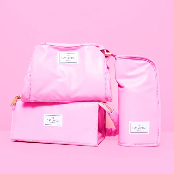 The Flat Lay Co. Open Flat Makeup Bag - Pink Leather Monochrome 8 The Flat Lay Co. Open Flat Makeup Bag - Pink Leather Monochrome - Image 6