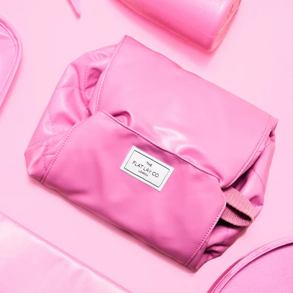 The Flat Lay Co. Open Flat Makeup Bag - Pink Leather Monochrome 5 The Flat Lay Co. Open Flat Makeup Bag - Pink Leather Monochrome - Image 3