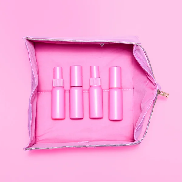 The Flat Lay Co. Open Flat Makeup Box Bag - Pink Leather Monochrome 7 The Flat Lay Co. Open Flat Makeup Box Bag - Pink Leather Monochrome - Image 5