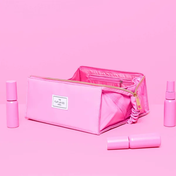 The Flat Lay Co. Open Flat Makeup Box Bag - Pink Leather Monochrome 6 The Flat Lay Co. Open Flat Makeup Box Bag - Pink Leather Monochrome - Image 4