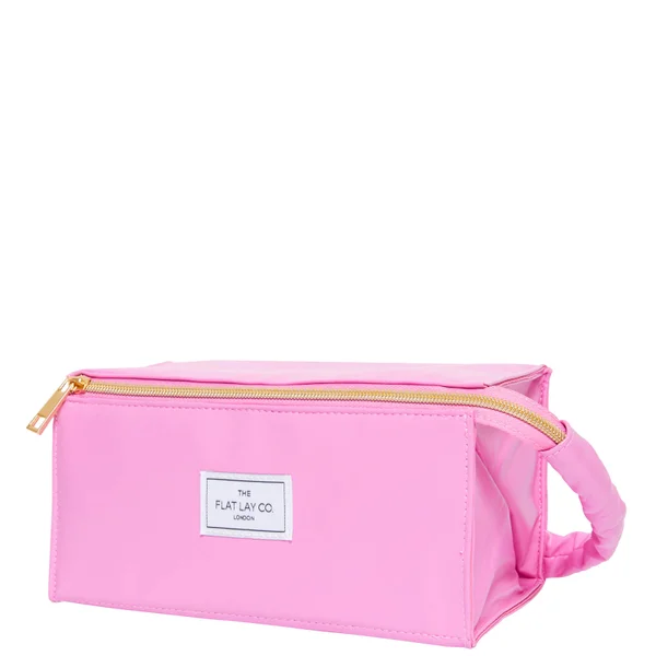 The Flat Lay Co. Open Flat Makeup Box Bag - Pink Leather Monochrome 4 The Flat Lay Co. Open Flat Makeup Box Bag - Pink Leather Monochrome - Image 2
