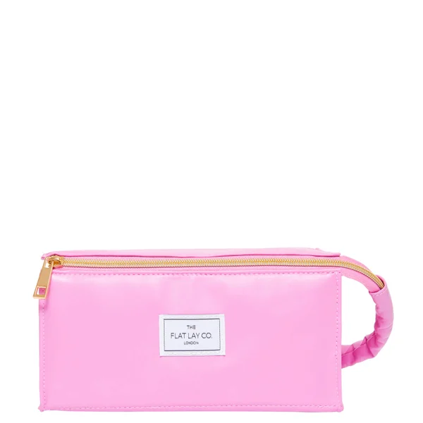 The Flat Lay Co. Open Flat Makeup Box Bag - Pink Leather Monochrome 3 The Flat Lay Co. Open Flat Makeup Box Bag - Pink Leather Monochrome