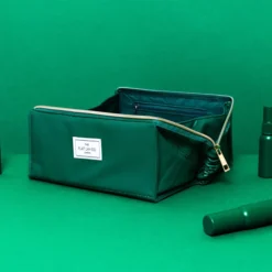 The Flat Lay Co. Open Flat Makeup Box Bag - Bottle Green Leather Monochrome -Fashion Cosmetics Store 13834103 1534982480016750