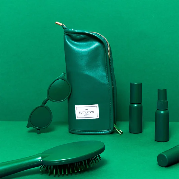 The Flat Lay Co. Standing Brush Case - Bottle Green Leather Monochrome 6 The Flat Lay Co. Standing Brush Case - Bottle Green Leather Monochrome - Image 4